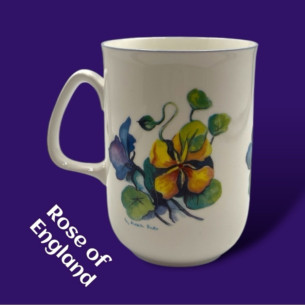 Ann Anderson Studio Rose of England Pansy Teacup Bone China